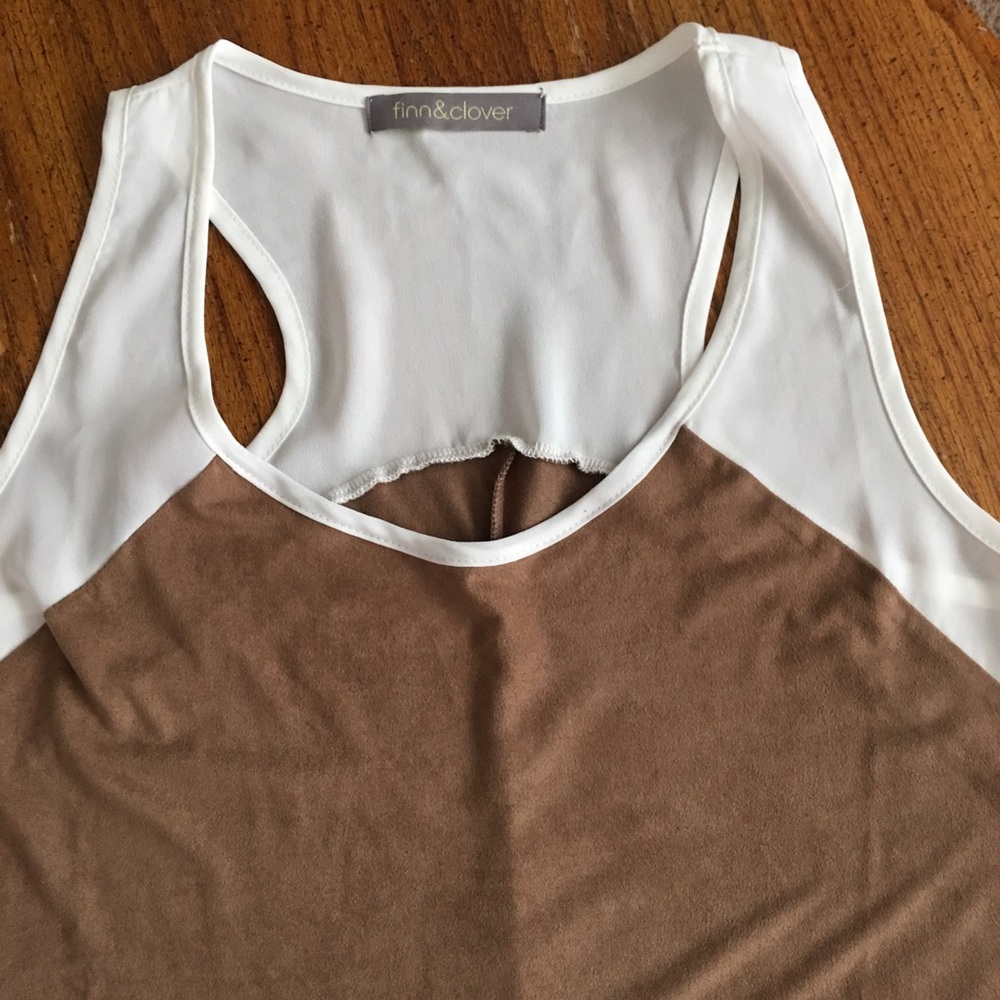 💥FINAL💥FINN & CLOVER Faux Suede Racerback Top - Picture 2 of 7